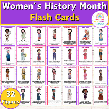 Preview of Women's History Month Biography Flash Cards,Womens History Month Famous Activity