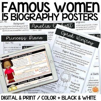 Preview of Women's History Month Biography POSTERS | Famous & Influential Women + Digital