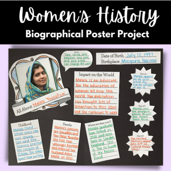 Preview of Women's History Month Biography Poster Project Research, Plan, Write, Present