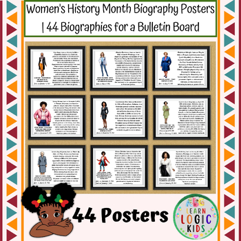 Preview of Women's History Month Biography Posters | 44 Biographies for a Bulletin Board