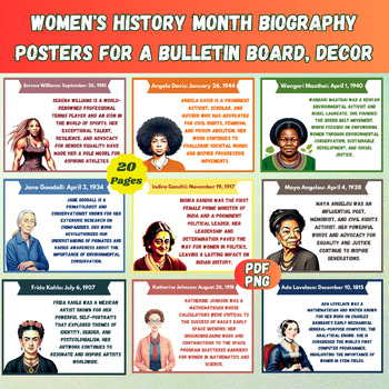 Preview of Women's History Month Biography Posters for a Bulletin Board, Decor
