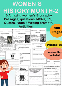 Preview of Women’s History Month Biography Reading Comprehension Passage March Activities-2