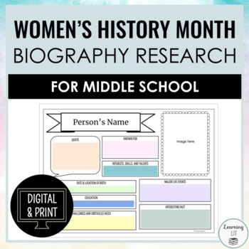 Preview of Women's History Month Biography Research Activity for Middle School