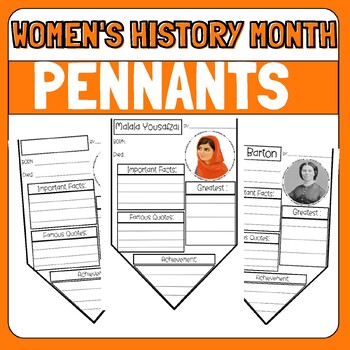 Preview of Women's History Month, Biography Research, Pennant, Pennant Template