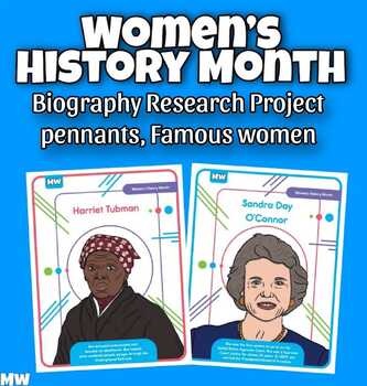 Preview of Women's History Month, Biography Research Project pennants, Famous women. 1