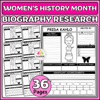 Preview of Women's History Month Biography Research Projects | Report Activity Worksheets