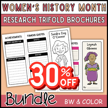 Preview of Women's History Month Biography Research Trifold Brochures Bundle