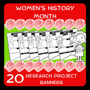 Preview of Women's History Month, Biography Research project banners,women's day