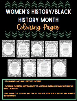 Preview of Women's History Month| Black History Month Coloring Pages