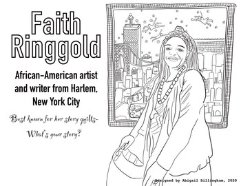 Preview of Women's History Month / Black History Month- Faith Ringgold Coloring Page