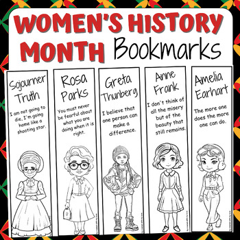 Preview of Women's History Month Black & White Bookmarks, Famous Women Quotes