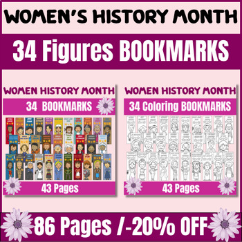 Preview of Women's History Month Bookmarks Bundle | Famous Women Leaders
