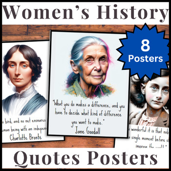 Preview of Women's History Month Bulletin Board | 8 Portraits| Inspirational Quotes Posters