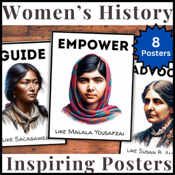 Preview of Women's History Month Bulletin Board | 8 Portraits | Inspirational Art Posters