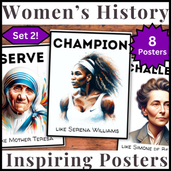 Preview of Women's History Month Bulletin Board | 8 Portraits | Word Posters - Set 2
