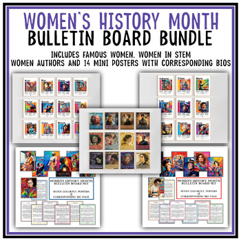 Preview of Women's History Month Bulletin Board Bundle, International Women's Day Posters