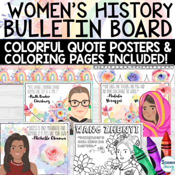 Preview of Women's History Month Bulletin Board Posters Coloring Pages Activity Project Art