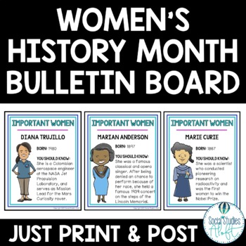 Preview of Women's History Month Bulletin Board Print & Post No Cutting