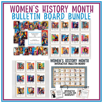 Preview of Women's History Month Bulletin Board Set Bundle | March Women in History Posters