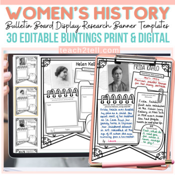 Preview of Women's History Month Bulletin Board | Women's History Month Banner Biography