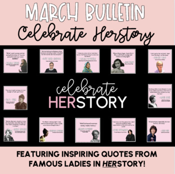 Preview of Women's History Month Bulletin Board with Quotes | Celebrate HERstory