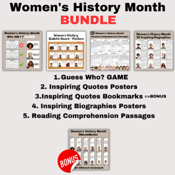 Preview of Women's History Month Bundle -  Activities, Posters, Reading comprehension...
