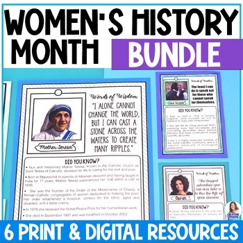 Preview of Women's History Month Activities - Bulletin Board - Bell Ringers - Projects
