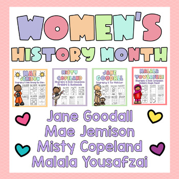 Preview of Women's History Month Bundle(Misty Copeland, Jane Goodall, Mae Jemison, Malala)