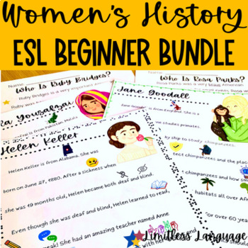 Preview of Women's History Month Bundle for ESL Beginners--Readings & Language Activities