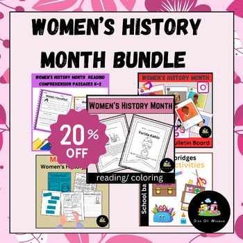 Preview of Women's History Month Bundle/ reading passages, Biography,Pennants,Coloring