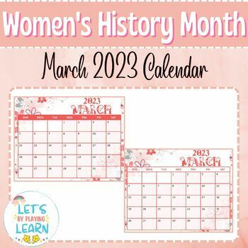 Preview of Women's History Month Calendar | Blank Editable March 2023 Calendar