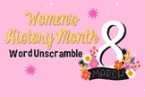 Women's History Month Character Development Vocabulary Unscramble