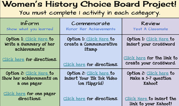 Preview of Women's History Month: Choice Board Learning and Peer Teaching