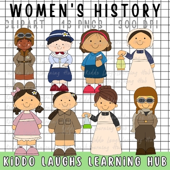 Preview of Women's History Month Clip Art, Women in History Characters Clipart Bundle