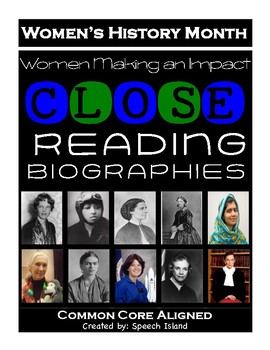 Preview of Women's History Month Close Reading Biographies