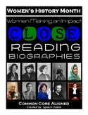 Women's History Month Close Reading Biographies