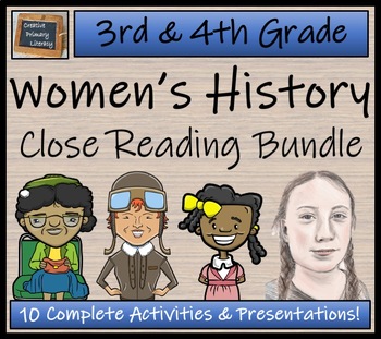 Preview of Womens History Month Close Reading Comprehension Bundle | 3rd Grade & 4th Grade