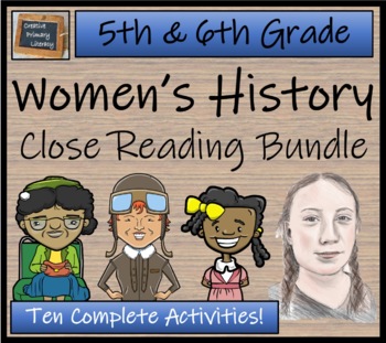 Preview of Womens History Month Close Reading Comprehension Bundle | 5th & 6th Grade