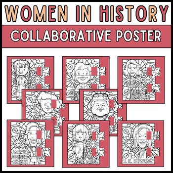 Preview of Women's History Month Collaborative Coloring Posters Bundle 40% OFF