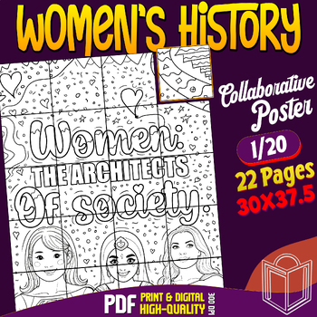 Preview of Women's Day Collaborative Poster Coloring Craft, Mandala