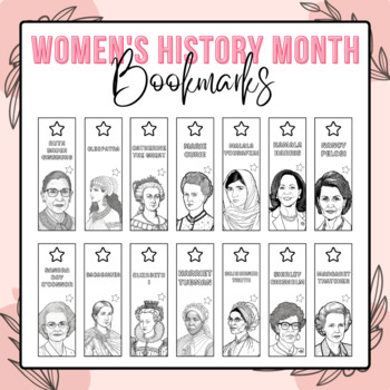 Preview of Women's History Month Coloring Bookmarks | 28 Women Heroes Bookmarks