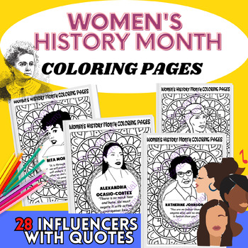 Preview of Women’s History Month Coloring Pages, 28 Black History Month Women Quotes Pages