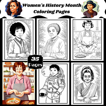 Preview of Women's History Month Coloring Pages- Famous Important Women in History Figures