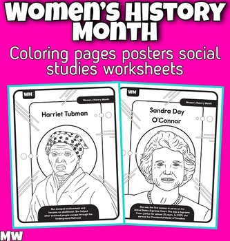 Preview of Women's History Month, Coloring Pages Posters Social Studies Worksheet. 2