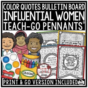Preview of Women's History Month Coloring Quotes Bulletin Board March Motivational Posters