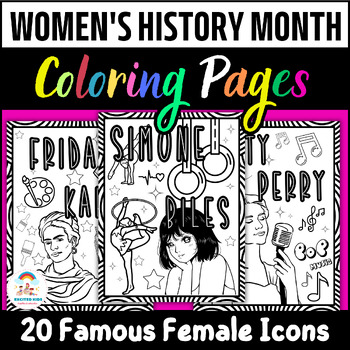 Preview of Women's History Month Coloring Sheets - 20 Influential Women