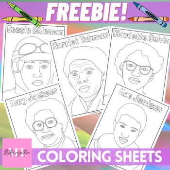 Preview of Women's History Month & Black History Month Coloring Sheets FREEBIE