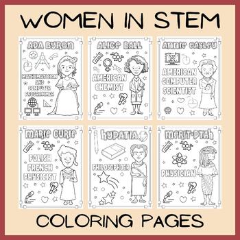 Preview of Women's History Month Coloring Sheets | Famous Women In STEM Coloring Pages Set