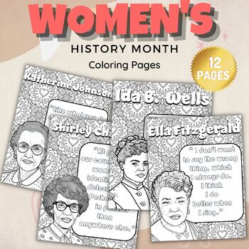 Preview of Women's History Month Coloring Sheets With Quote - Fun March April Activities