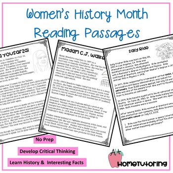 Preview of Women's History Month Comprehension Passages Gr. 2-5